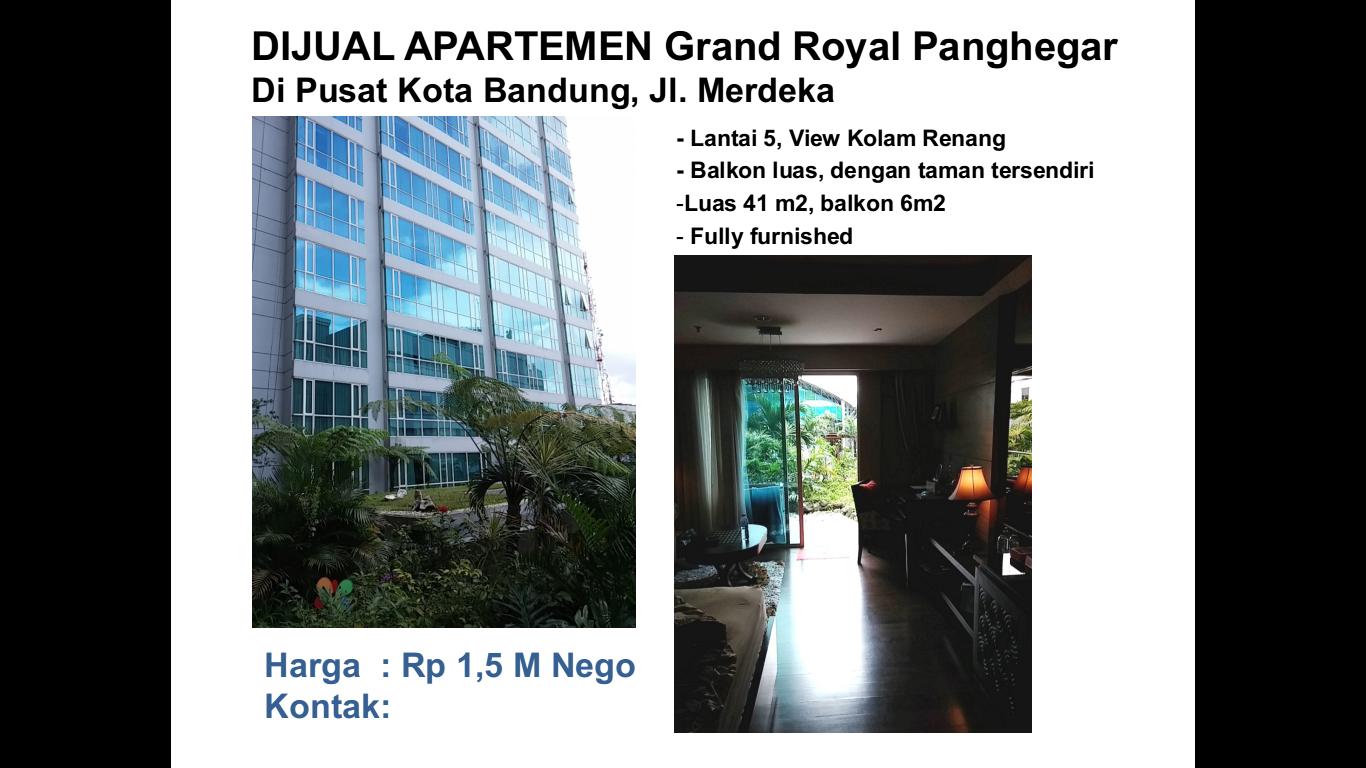 Dijual Apartement Grand Royal Panghegar Kota Bandung