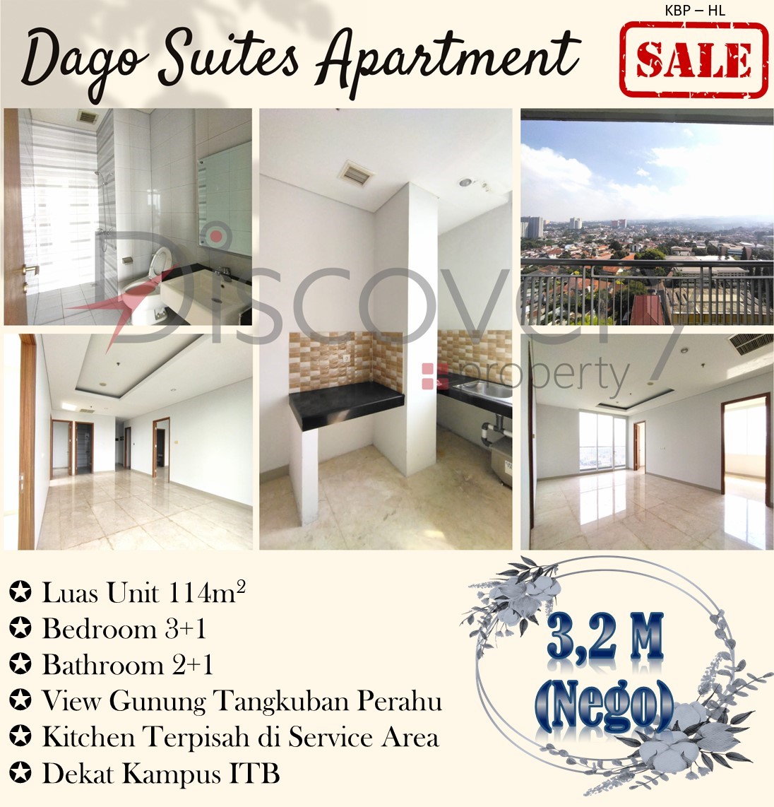 For Sale! ! Dago Suites Apartment View Gunung Tangkuban Perahu