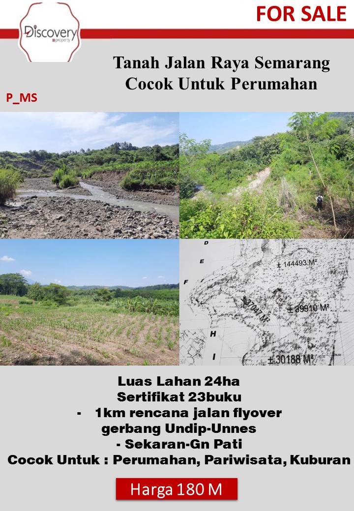 Tanah di Jalan Raya Semarang Cocok Untuk Perumahan, Pariwisata