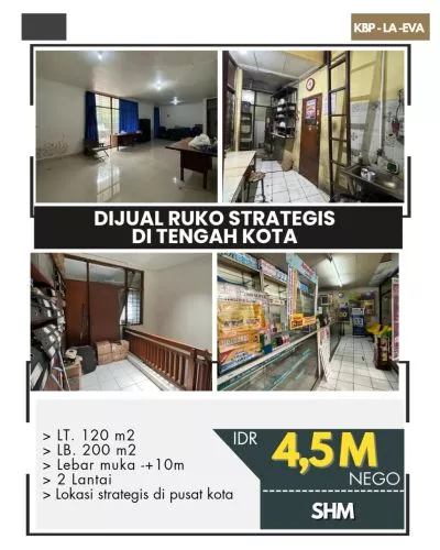 Dijual Ruko Strategis SHM 2 Lantai di Tengah Kota Bandung