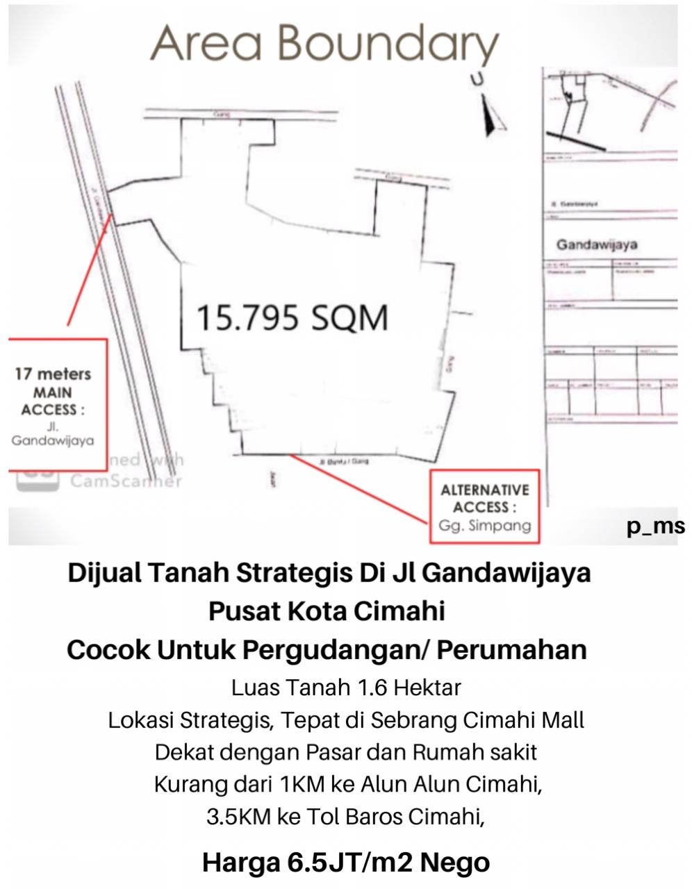 Tanah Strategis Cocok Untuk Pergudangan atau  Perumahan Di Pusat Kota Cimahi
